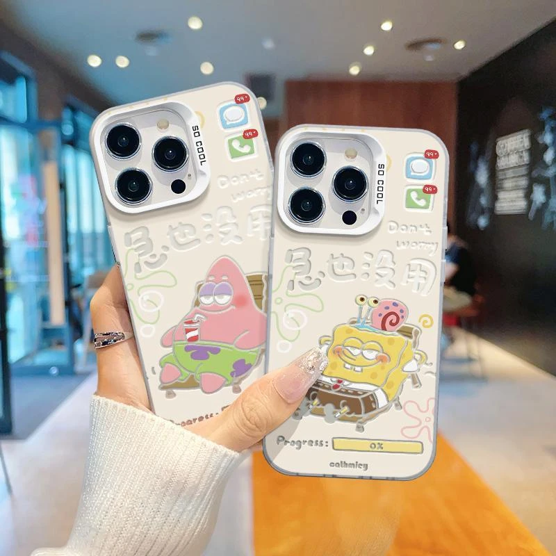 急没用海绵宝宝适用华为oppo荣耀vivo小米苹果13手机壳14镭射15硬