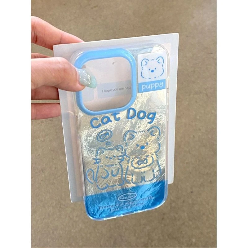 线条猫咪适用苹果13手机壳iPhone15冰川纹14高级12promax防摔11软