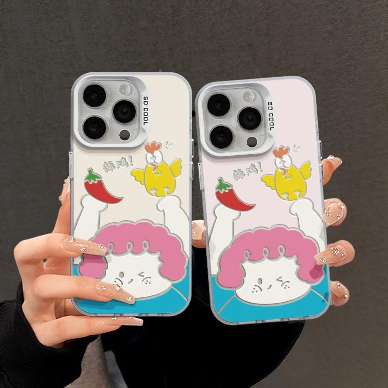 举辣鸡小女孩适用华为oppo荣耀vivo小米苹果13手机壳14镭射15硬11