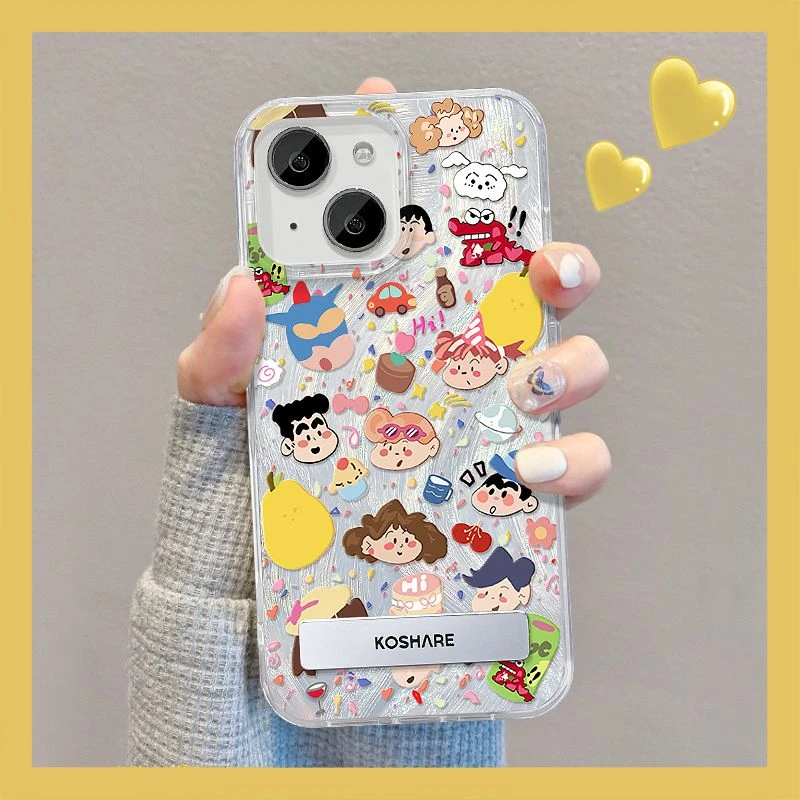 涂鸦小新适用华为oppo荣耀vivo小米苹果14手机壳15镭射13支架