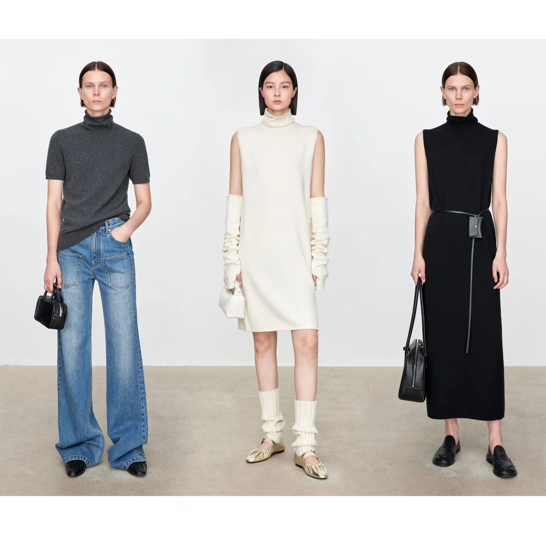 JOC专柜同款高端半精纺羊绒 气质高领上衣/纸片人裙/叠穿袖套