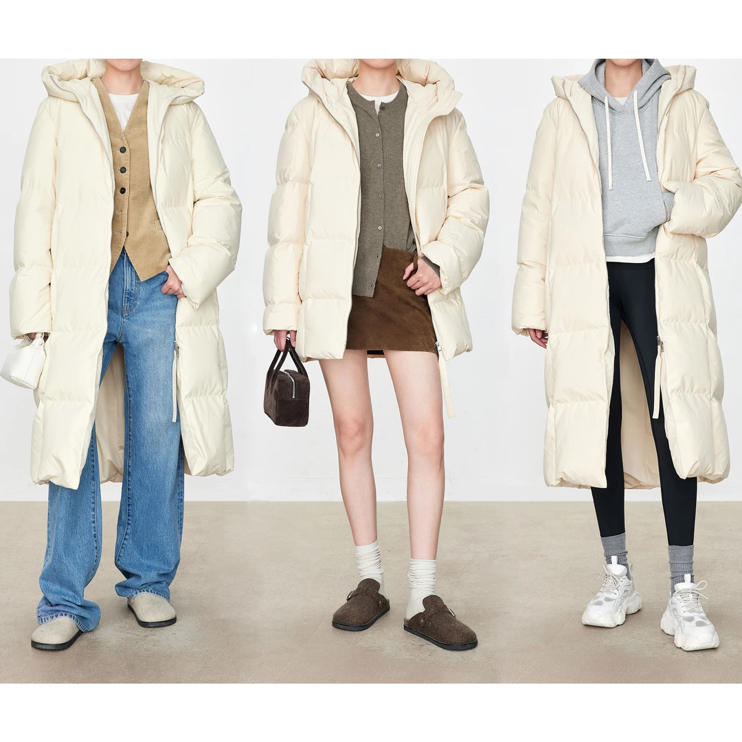 CHICJOC专柜款 日本进口仿棉微绒感面料_極简廓形连帽长短羽绒服