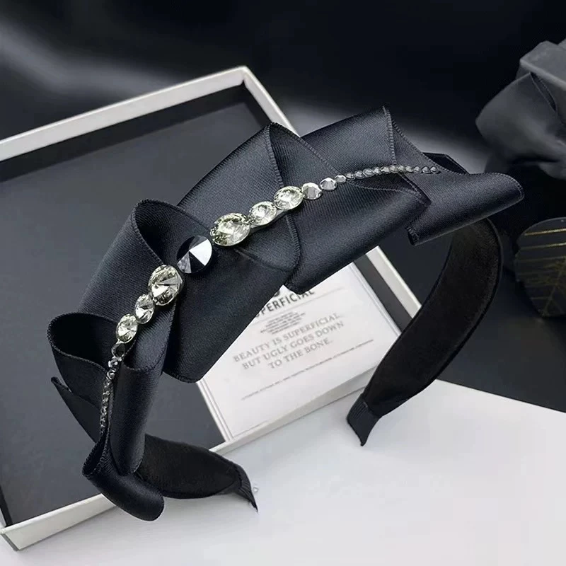 韩国高级感黑色镶钻轻奢发卡发箍女新款高颅顶逛街压发外出发箍