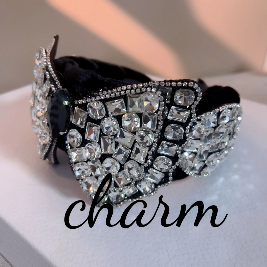 复古重工闪钻蝴蝶结发箍欧美潮流百搭头饰发饰