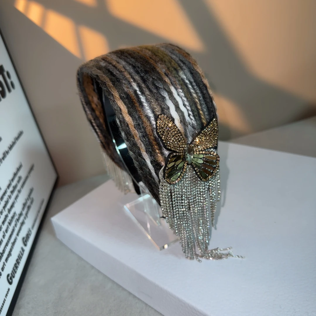 【蝶丝梦】气质复古日韩边夹女原创设计发箍欧美风头箍头饰满钻发饰