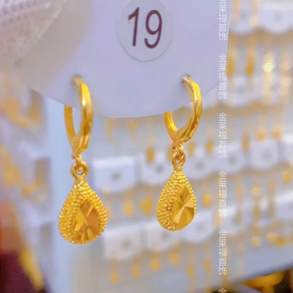 铜合金耳饰 时尚精致金色水滴耳环女士百搭耳扣气质耳饰简约耳坠