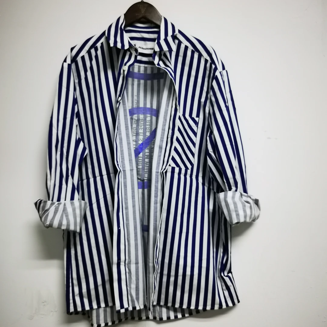 宽松版大衬衣男友风情侣装外穿女款衬衫衬衫女款外穿条纹衬衫