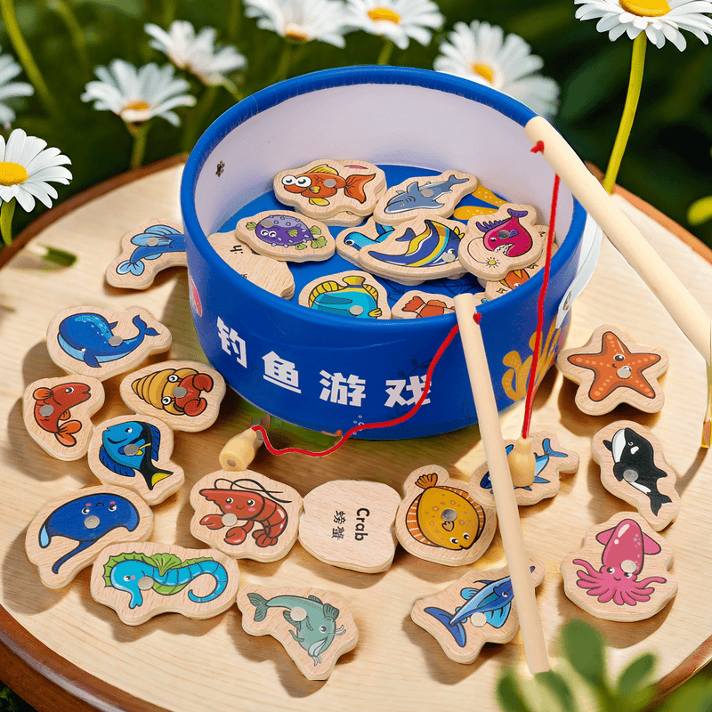 垂钓聪明儿童钓鱼玩具多功能礼物桌游鱼竿磁性木制认知益智力宝宝