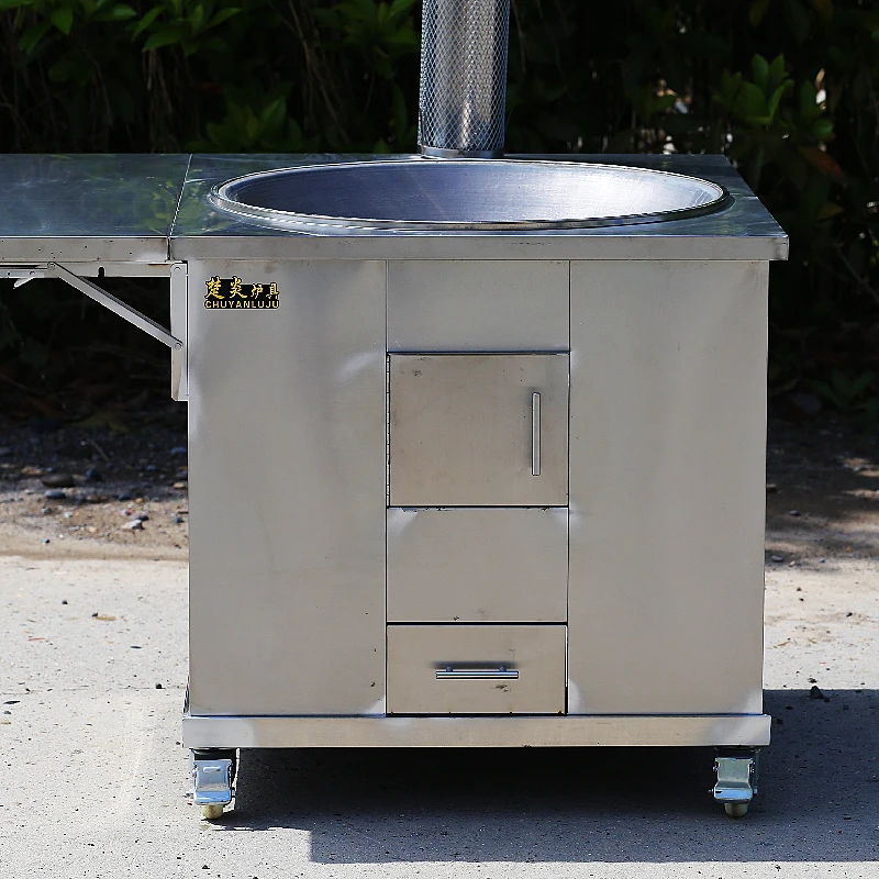 楚炎不锈钢柴火灶农村移动大灶台户外大锅灶台