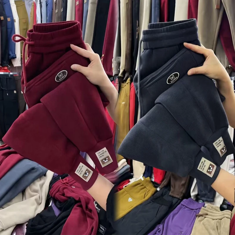 2023冬季加厚加绒束脚九分卫裤女保暖条绒休闲裤百搭洋气哈伦裤潮