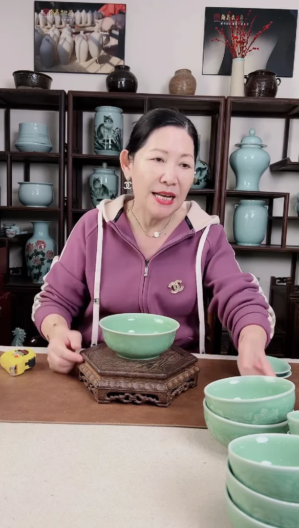 【闪购商品】杯青瓷 梅青 牡丹 面碗