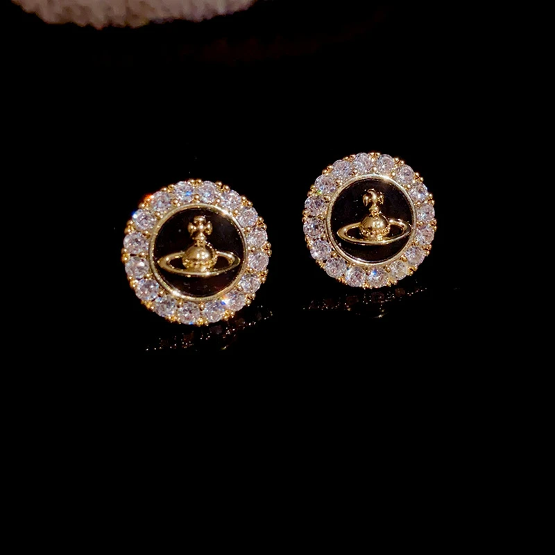 铜合金耳饰 轻奢时尚高级感圆形耳钉小香风925银针精致名媛风耳环