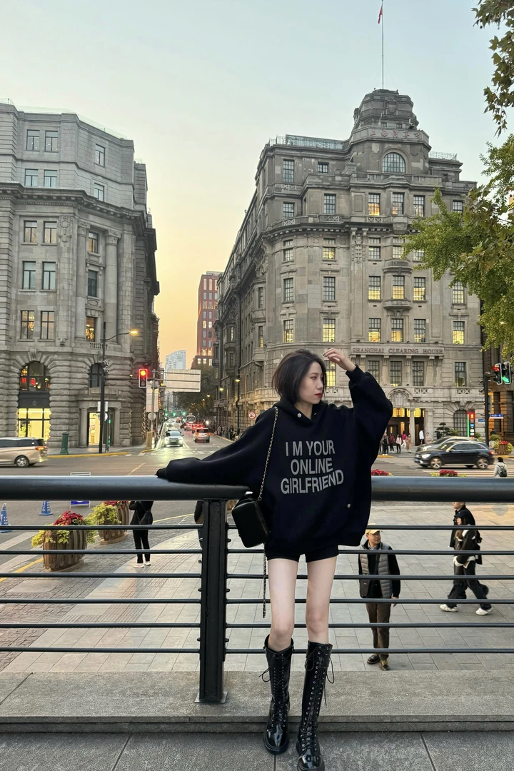【北北】加绒连帽宽松显瘦百搭字母连帽卫衣男女同款