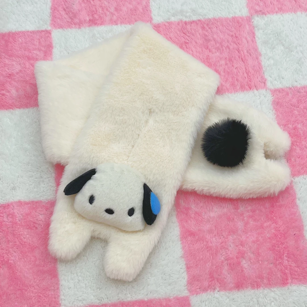 围巾女冬款加厚保暖仿獭兔毛围脖百搭护颈毛绒交叉围巾可爱秋冬款