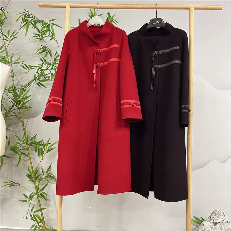 春秋国风重工刺绣时尚气质新中式大衣样衣-Bj23D0139