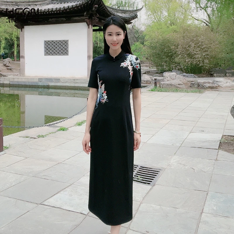 中国风中式国风时尚重工刺绣花清新雅致气质鸣岚连衣裙BMT17622