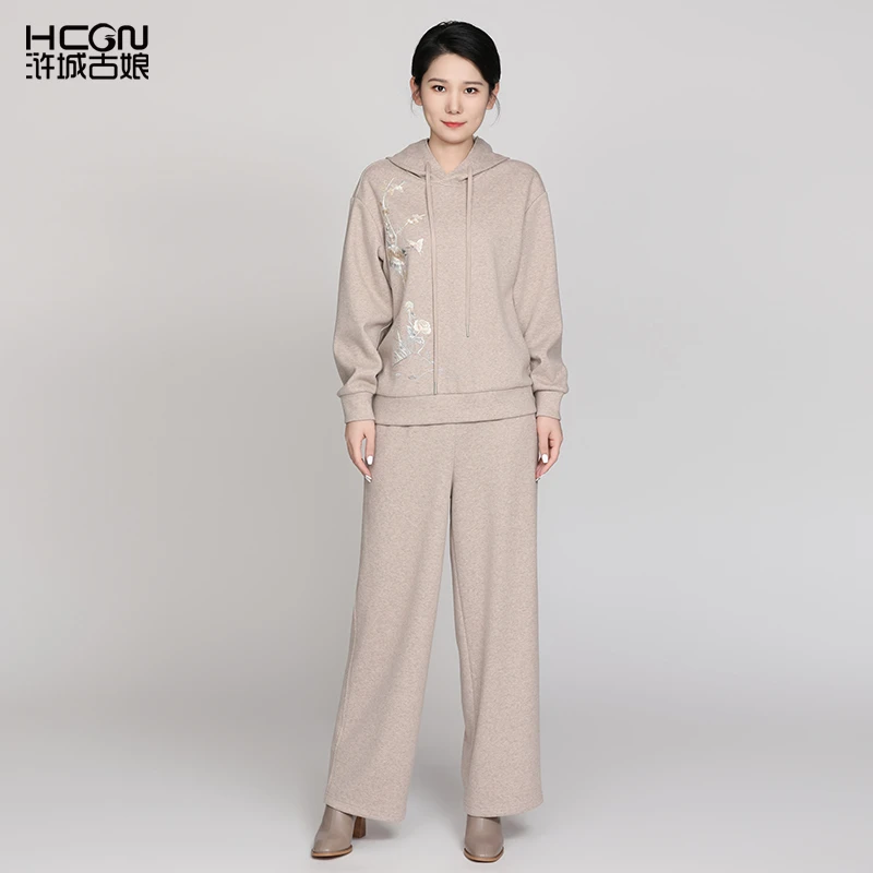 浒城古娘中国风精致刺绣休闲百搭女士若初套装CMT18907+CMT19667