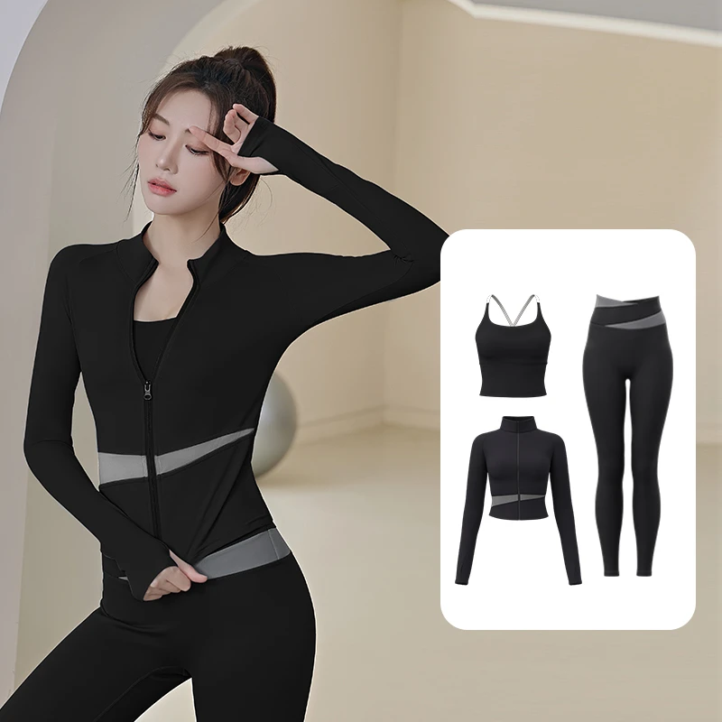 三件套时尚气质外穿吊带瑜伽弹力显瘦运动休闲