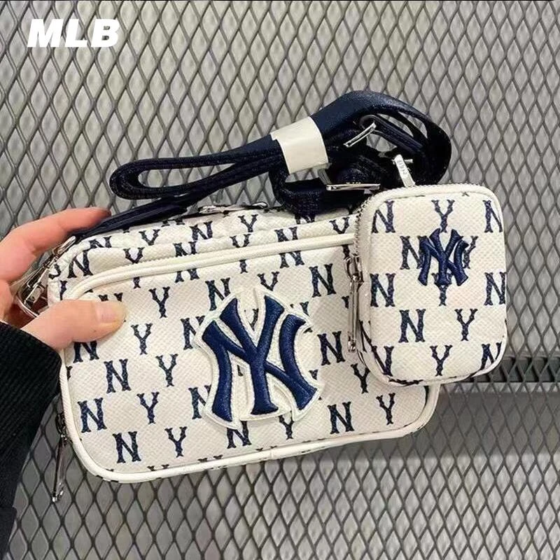 MLB相机包老花NY满标男女同款包洋基队单肩斜挎包时尚休闲运动包