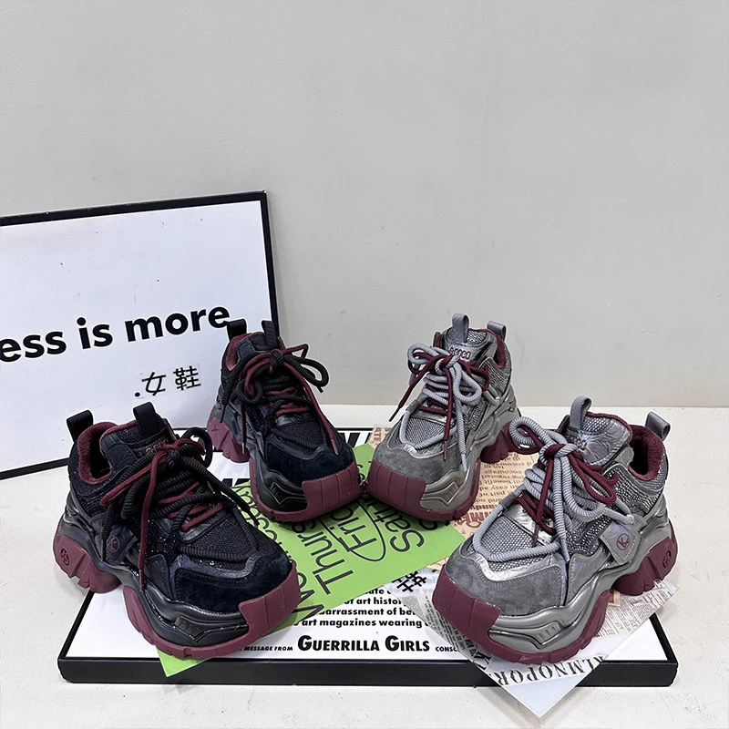 加绒【闪耀星辰】【五】欧洲站老爹鞋女秋冬新款增高运动鞋水钻休闲鞋