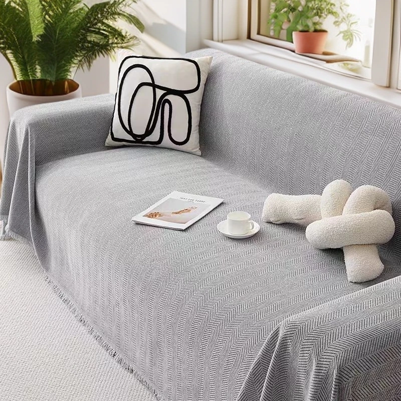 人字纹简约款新款四季通用轻奢高级感沙发盖布客厅雪尼尔沙发巾