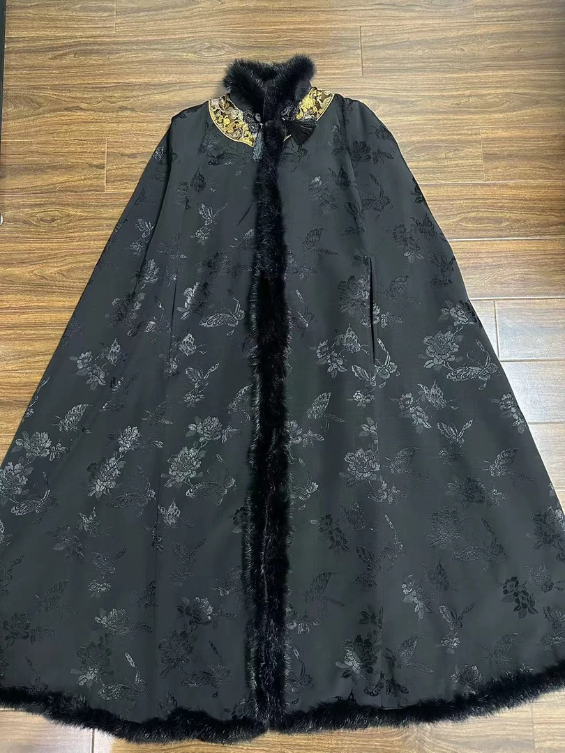 缎味原创-加棉立领斗篷