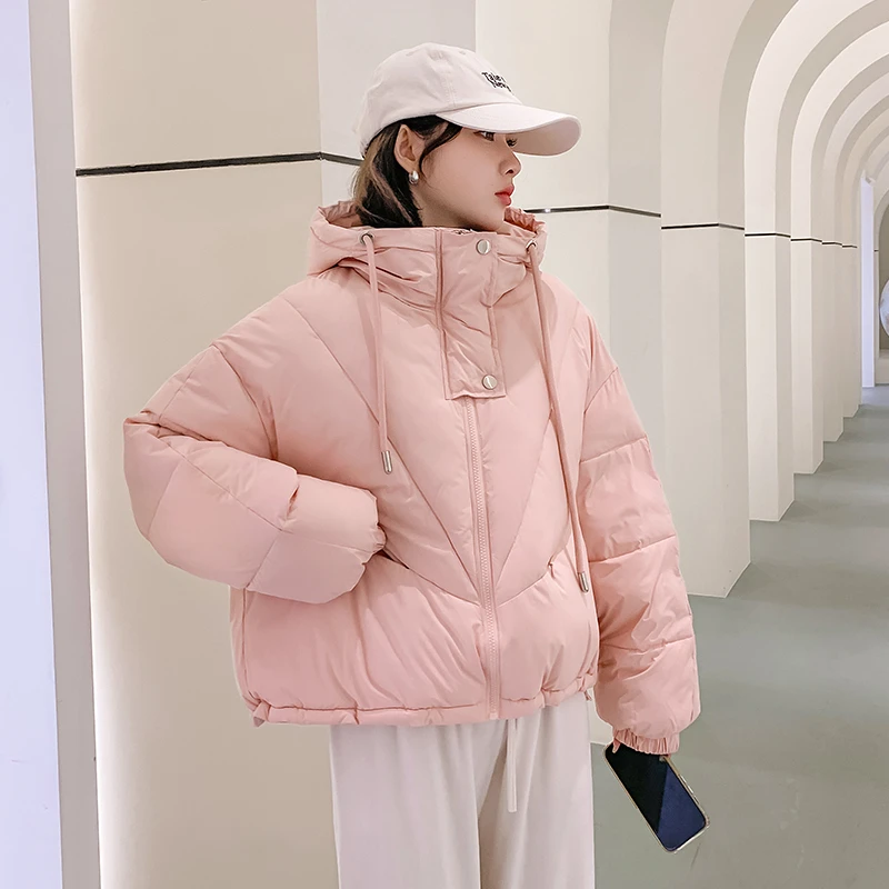 2024年新款棉服女短款连帽加厚宽松小个子面包百搭服保暖外套