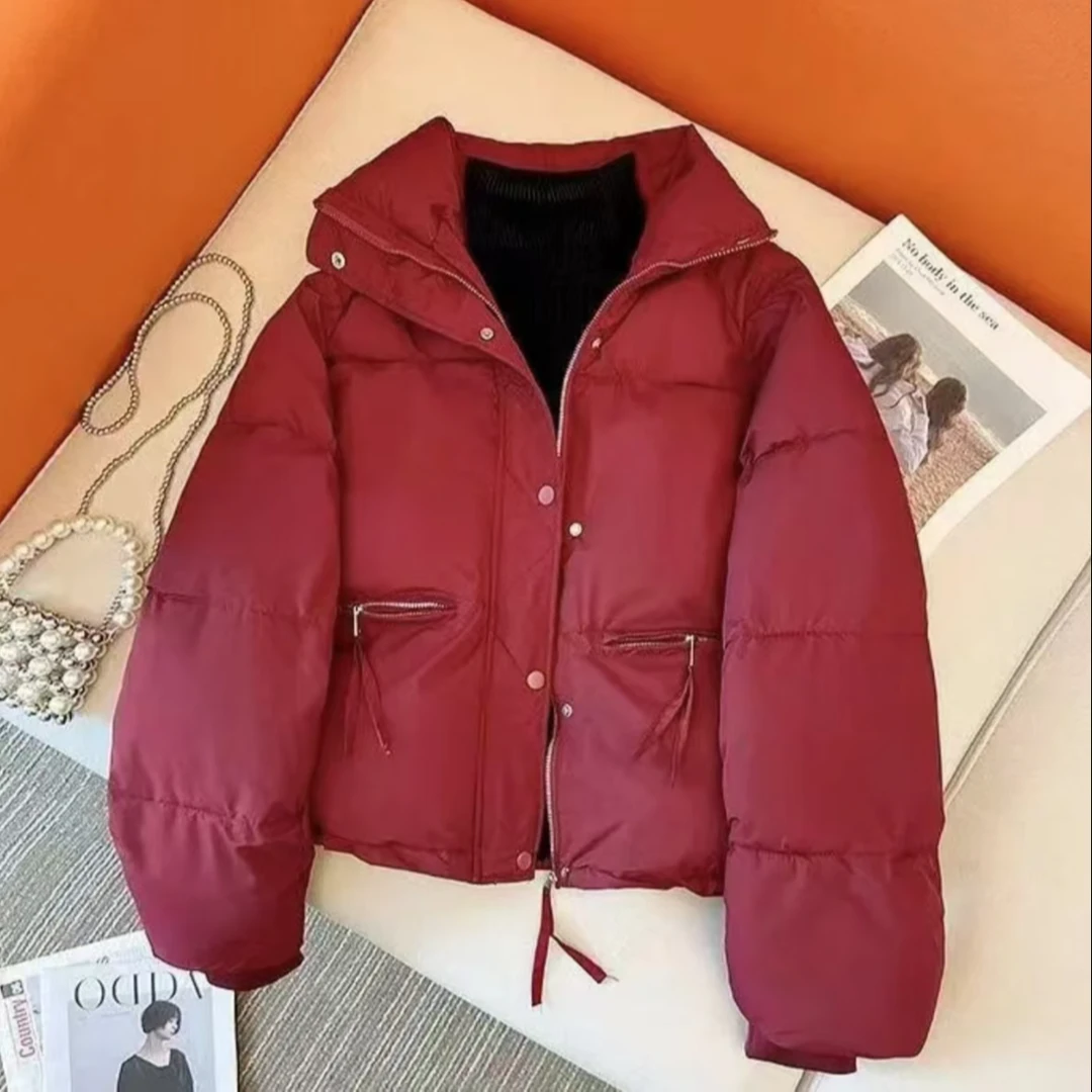 爆款2024新款冬季棉服女立领小个子宽松加厚短款面包棉服潮