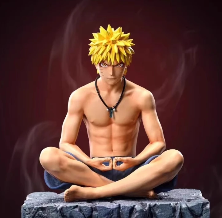 打坐鸣人手办 火影忍者动漫手办鸣人手办摆件办公室电脑摆件