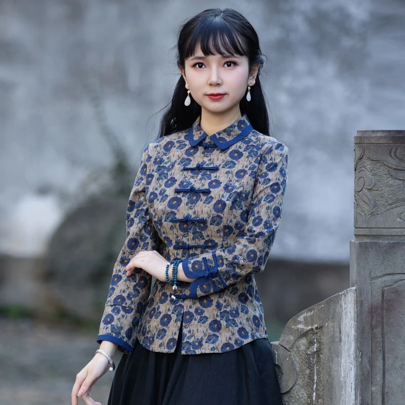 3336唐装女中国风棉麻中式盘扣旗袍上衣年轻时尚高端女装春秋款