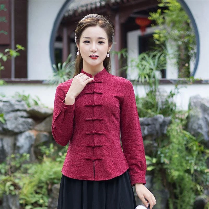 中式复古改良唐装修身显瘦高级新款旗袍式上衣气质中国风茶服女装