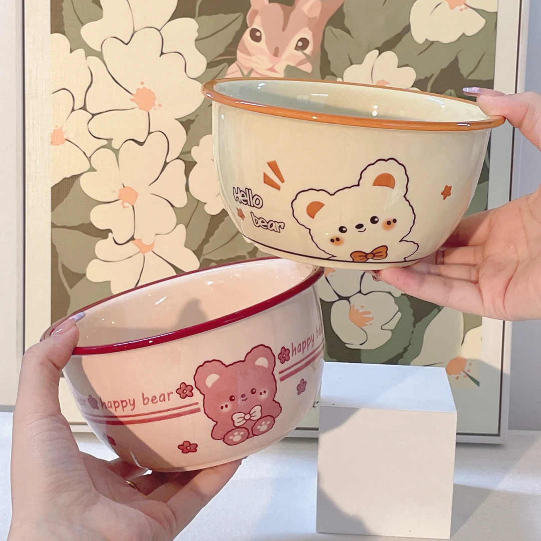 【萌小熊2面碗】6英寸面碗大容量辅食碗陶瓷学生宿舍碗