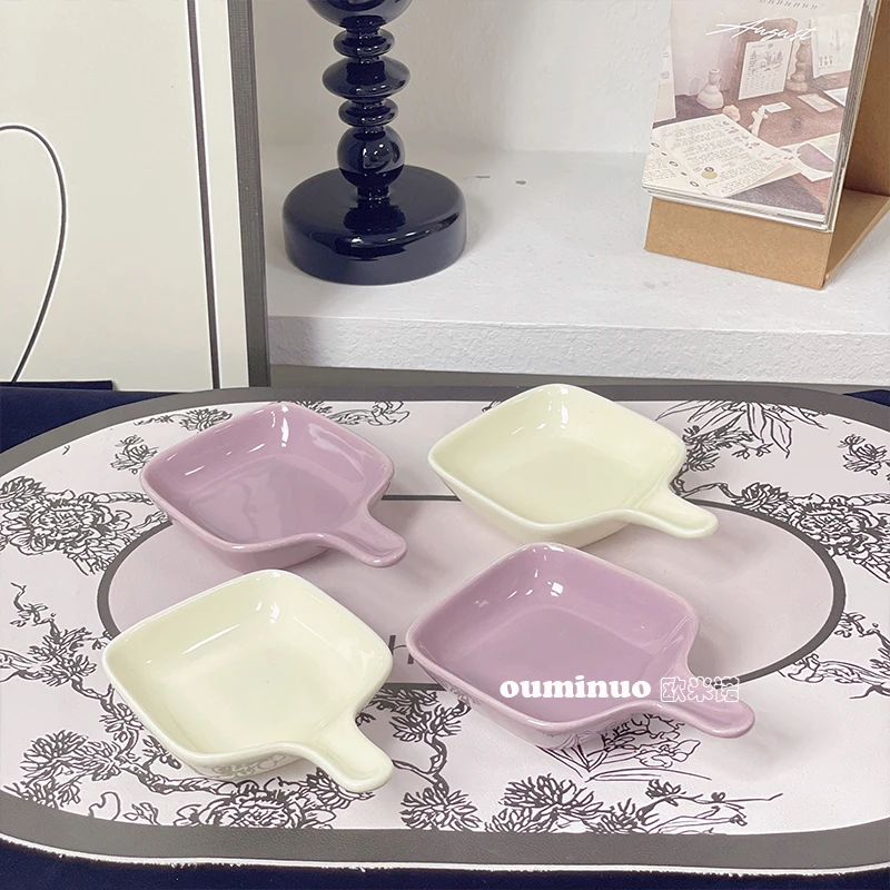 【法式单柄碟】调料碗碟网红家用创意陶瓷釉下彩餐具套装吃饭碗