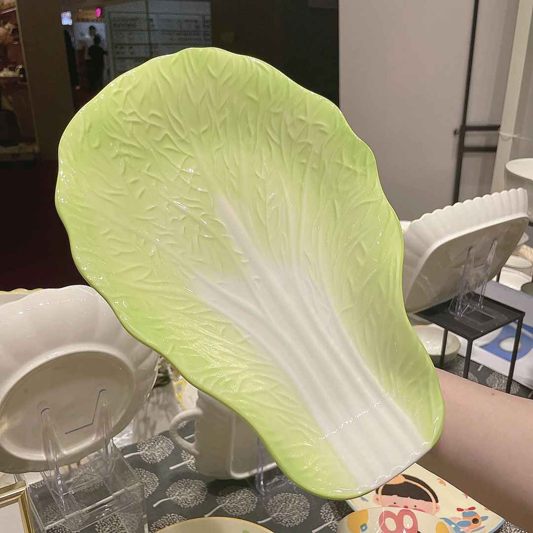 【百财纳福】12寸白菜盘家用陶瓷餐具轻奢简约菜盘釉下彩可进微波炉
