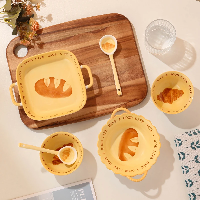 【法式面包】可爱ins风面包6件套组合家用陶瓷高颜值餐具套装