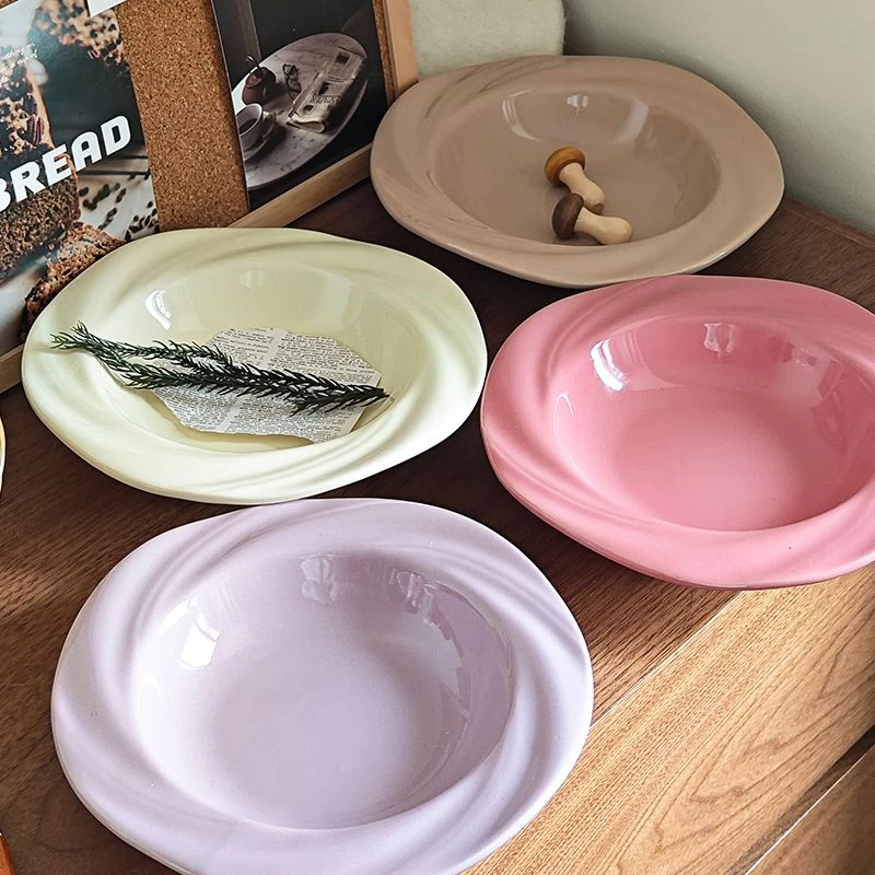 【色釉花朵盘】8寸陶瓷花朵盘菜盘碟子釉下彩高颜值家用菜餐盘