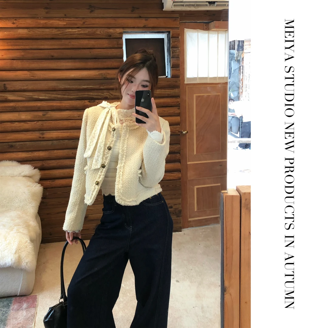 WSMY开衫外套短款小香风气质长袖名媛时尚百搭法式设计感秋冬外套