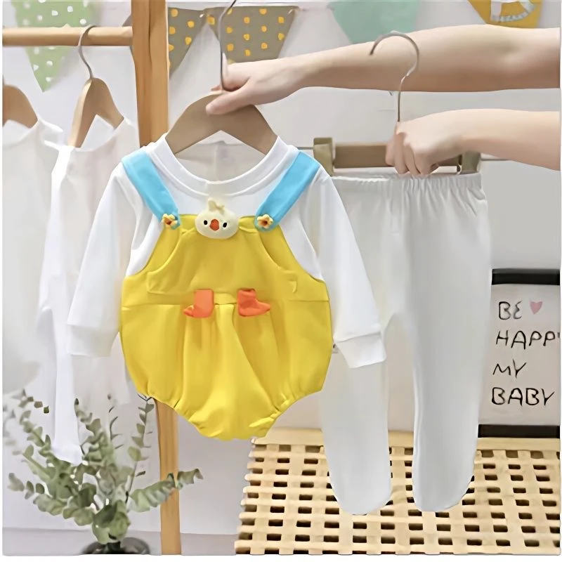 婴儿春秋长袖包屁衣公主女宝宝卡通超萌网红满月连体三角哈衣爬服