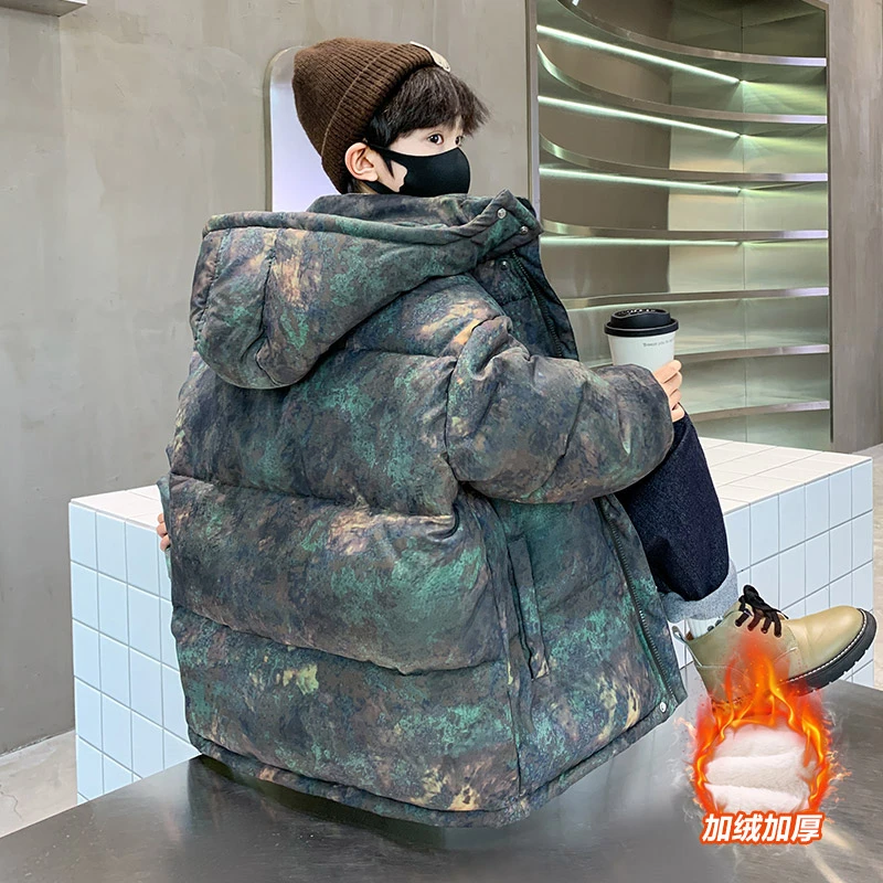 男童棉服冬季2025新款儿童冬装棉衣外套加绒加厚帅气宝宝迷彩棉袄