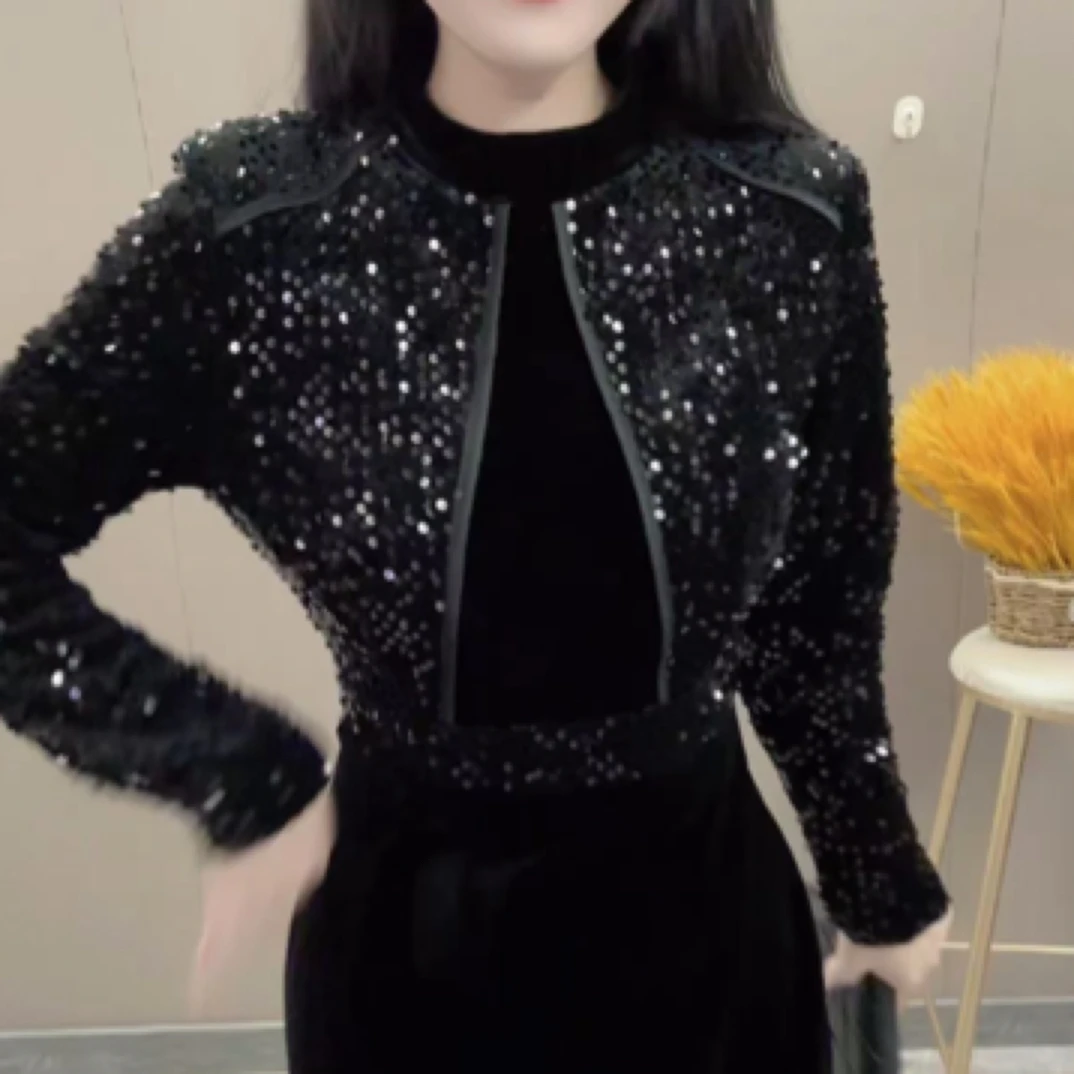 拼接亮片气质时尚显瘦御姐范休闲百搭连衣裙