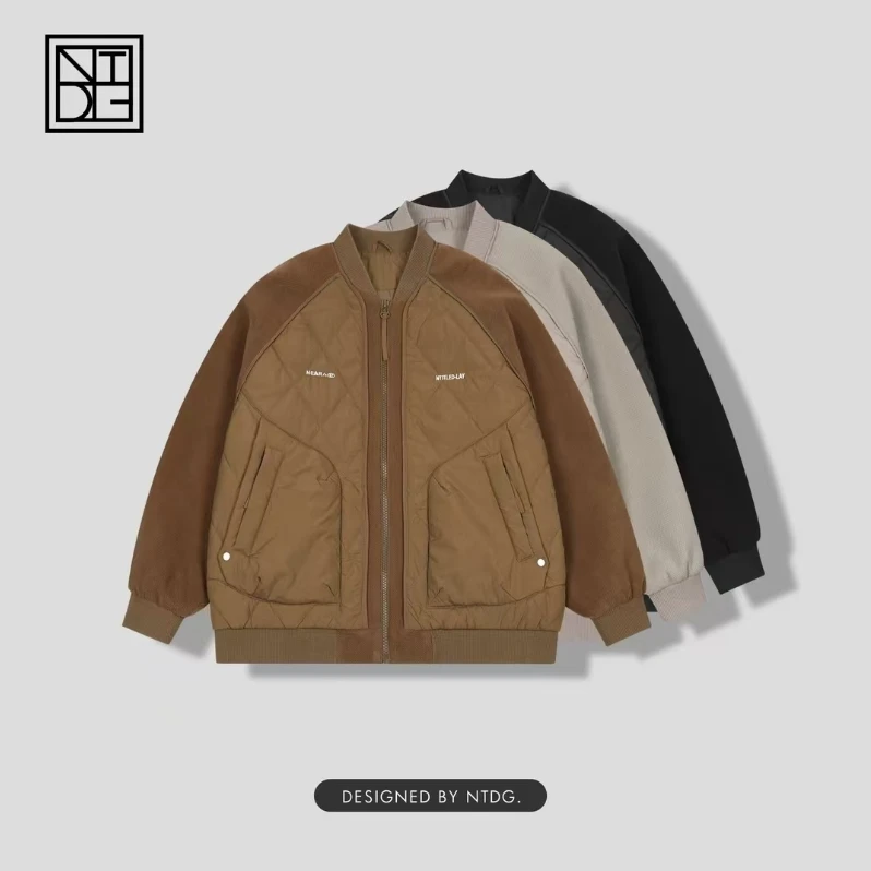 秋冬潮流保暖棒球领时尚休闲男士棉服防风保暖时尚设计感压线外套