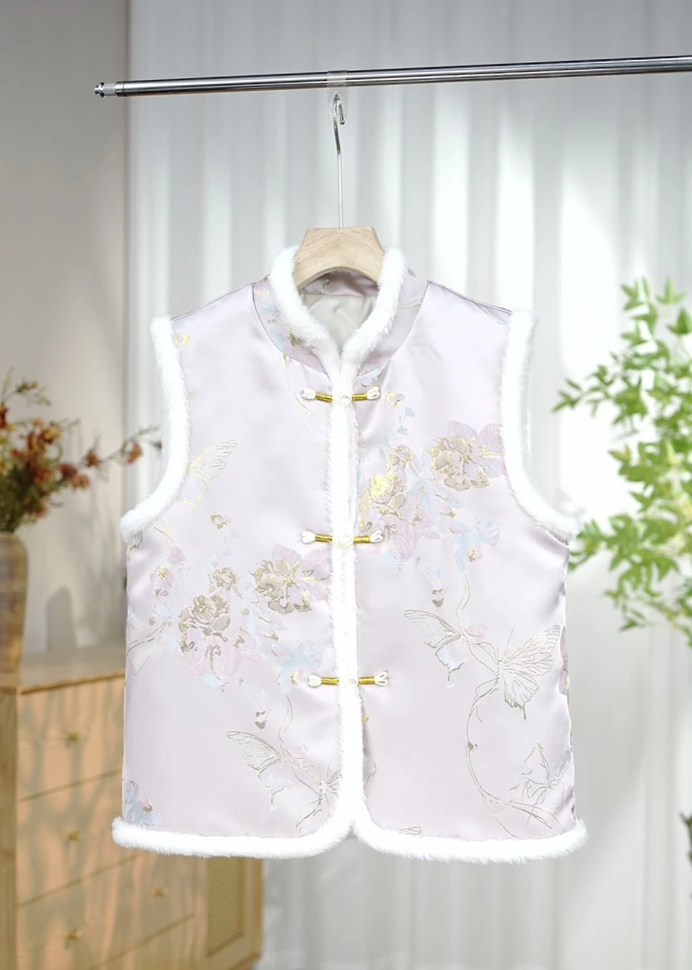 【3688】加棉款新中式国风重工提花立领马甲时尚复古马甲中式女装