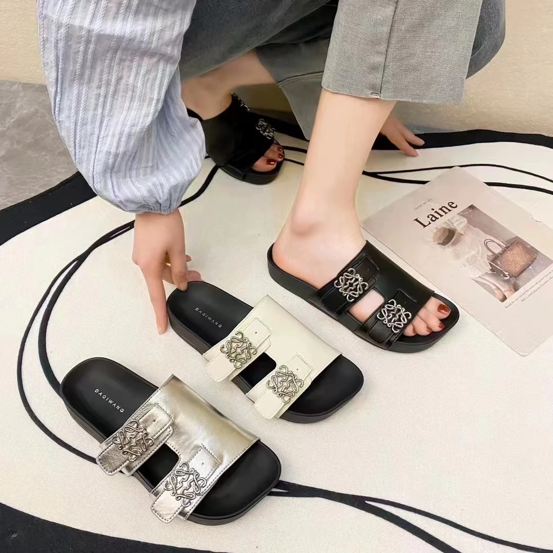 法式晚风女夏季新款配裙子仙女风复古拖鞋35-6或6688-2(铁扣拖鞋）