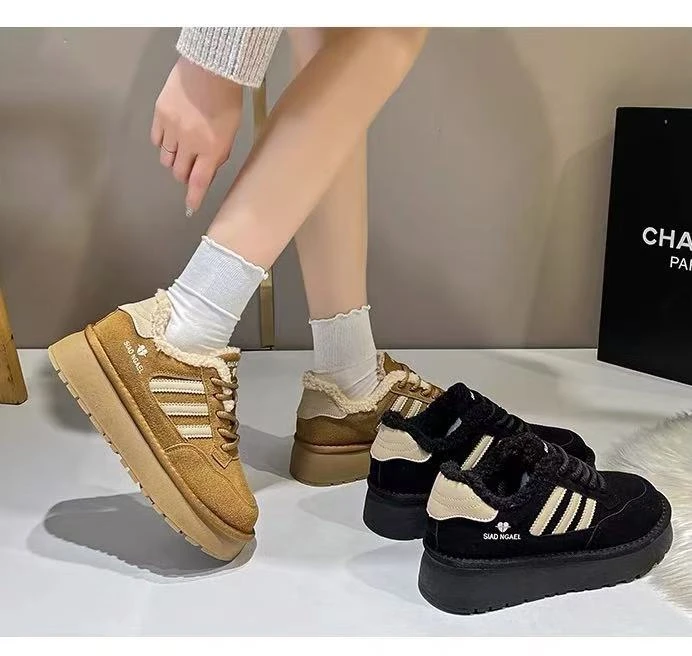 秋季新款百搭透气拼色厚底复古休闲运动德训鞋608