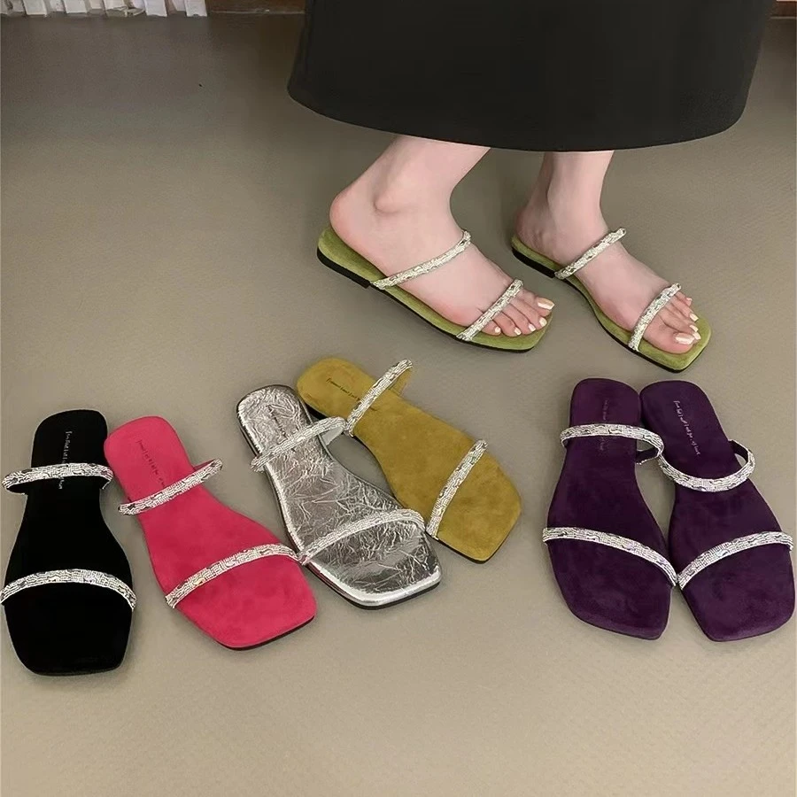 法式晚风拖鞋女夏季新款配裙子仙女风凉拖鞋C01或A55(水钻拖鞋)