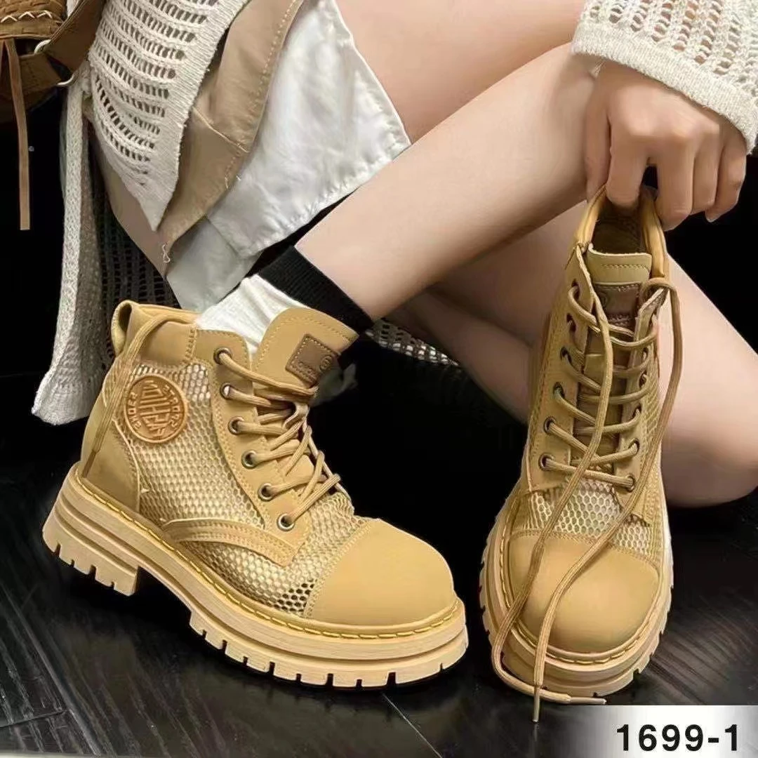 夏季欧货烟筒靴厚底切尔西靴百搭马丁短靴网靴1699-1