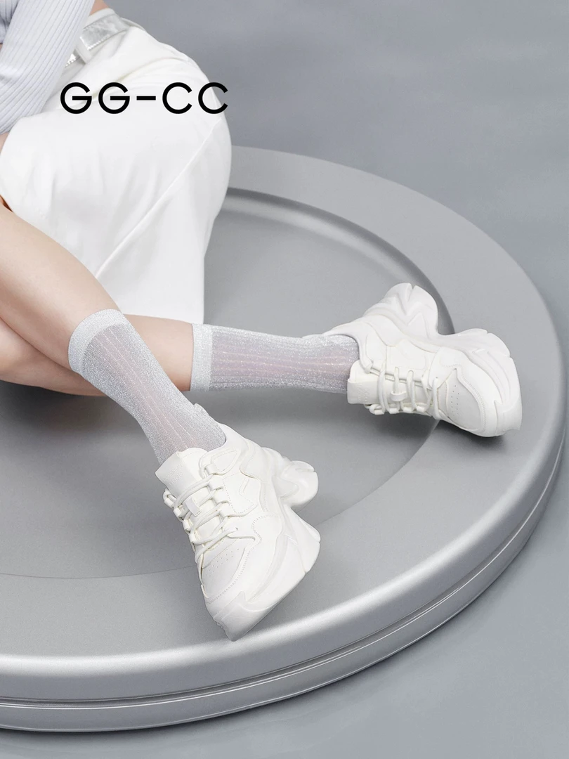 【牛奶吐司】GGCC2025年春季新款百搭潮感真皮老爹鞋女运动休闲鞋