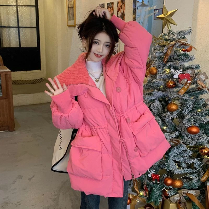 棉服女2023新款网红中款棉衣显瘦小个子温暖感冬季加厚外套女