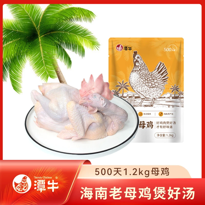 潭牛海南500天老母鸡2.4斤 海南新鲜农家走地新鲜散养土鸡白切鸡