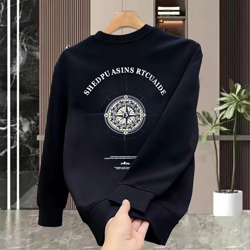 2025秋冬新款高级潮牌印花重磅卫衣男女圆领宽松加绒潮流长袖上衣